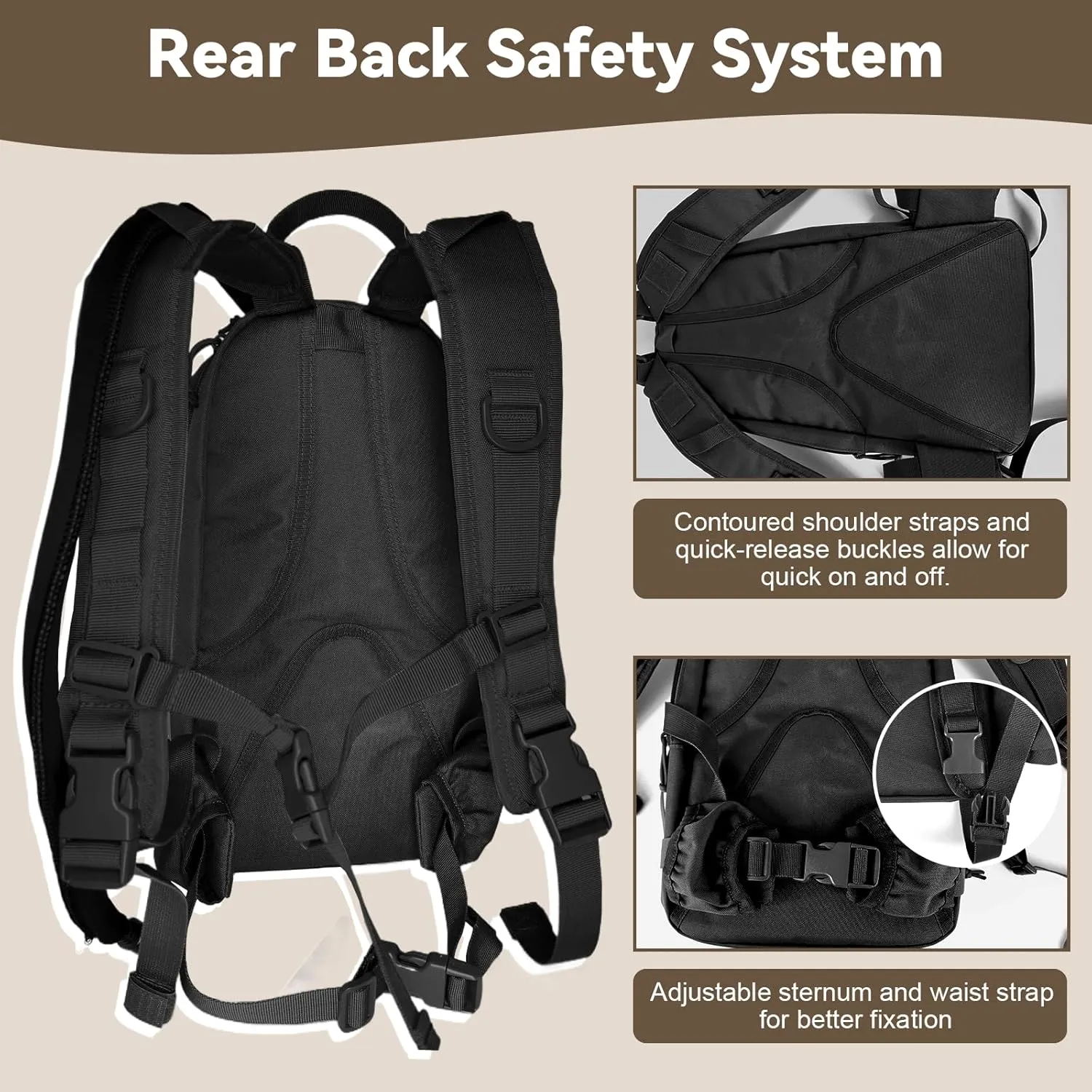 Hydration Pack, 10L Water Backpack with 2.5L Water Bladder, MOLLE System for Outdoor Hiking, Biking, Running, Black