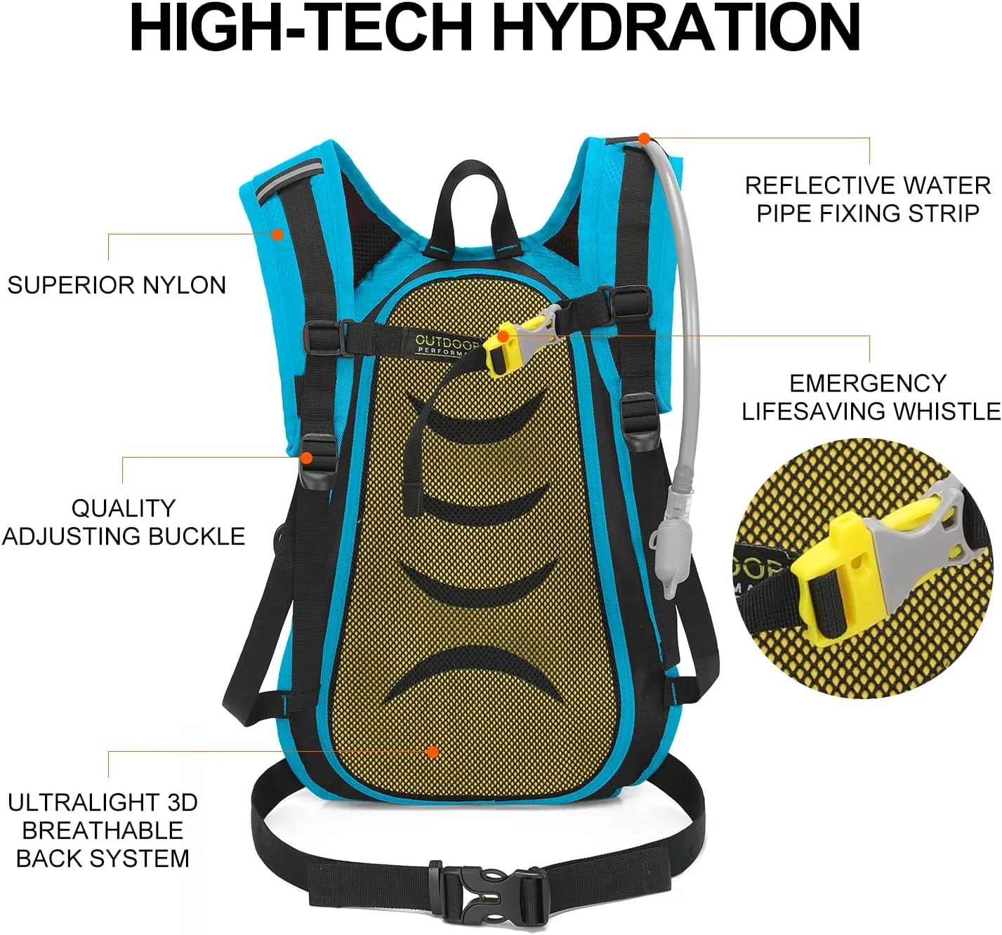 Hydration Pack Backpack, Lightweight Water Backpack with 2L Leakproof Hydration Bladder Daypack for Men Women,Running Hydration Vest for Outdoor Trail