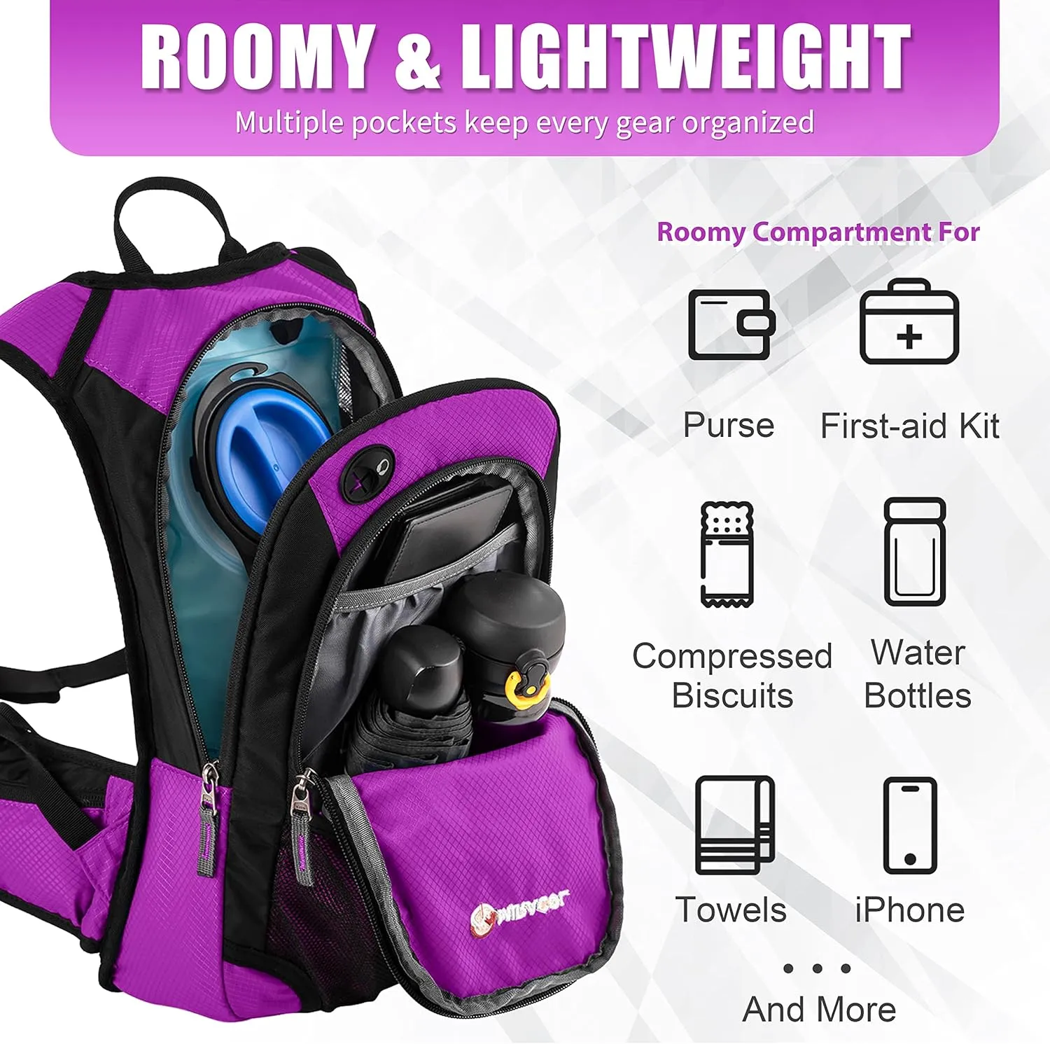 Hydration Pack Hiking Water Backpack - Miracol Insulated Water Bag with 2L Bladder
