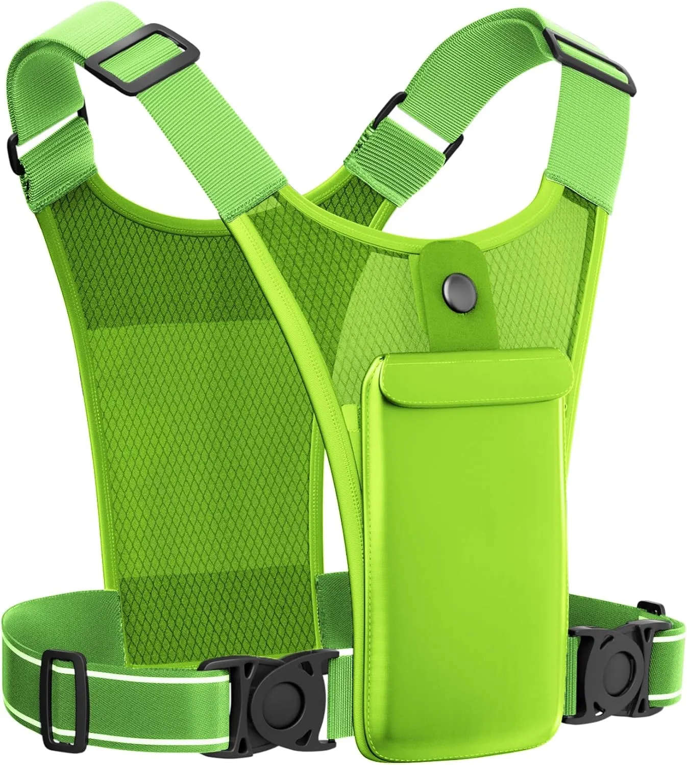 Hydration Vest with Mesh Back and Pocket, Adjustable Straps (Green, M)