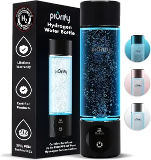 Hydrogen Water Bottle Generator - Up to 4100  PPB Concentration - SPE/PEM Technology - Certified H2 Generator - Portable Athletic Performance & Hydration System - 6-Hour Hydrogen Retention (Black)