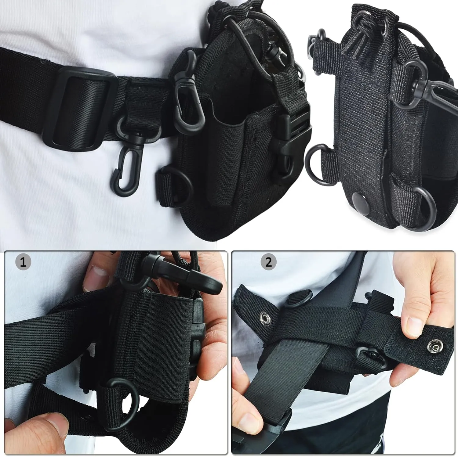 HYS Amateur Radio HT/Two Way Radio Nylon Cases, Tactical Radio Pouch/Holster, Worn on a Belt/Shoulder Strap Radio Holster for Midland Walkie Talkie Motorola Talkabout/GP88/GP328/GP328PLUS Radio