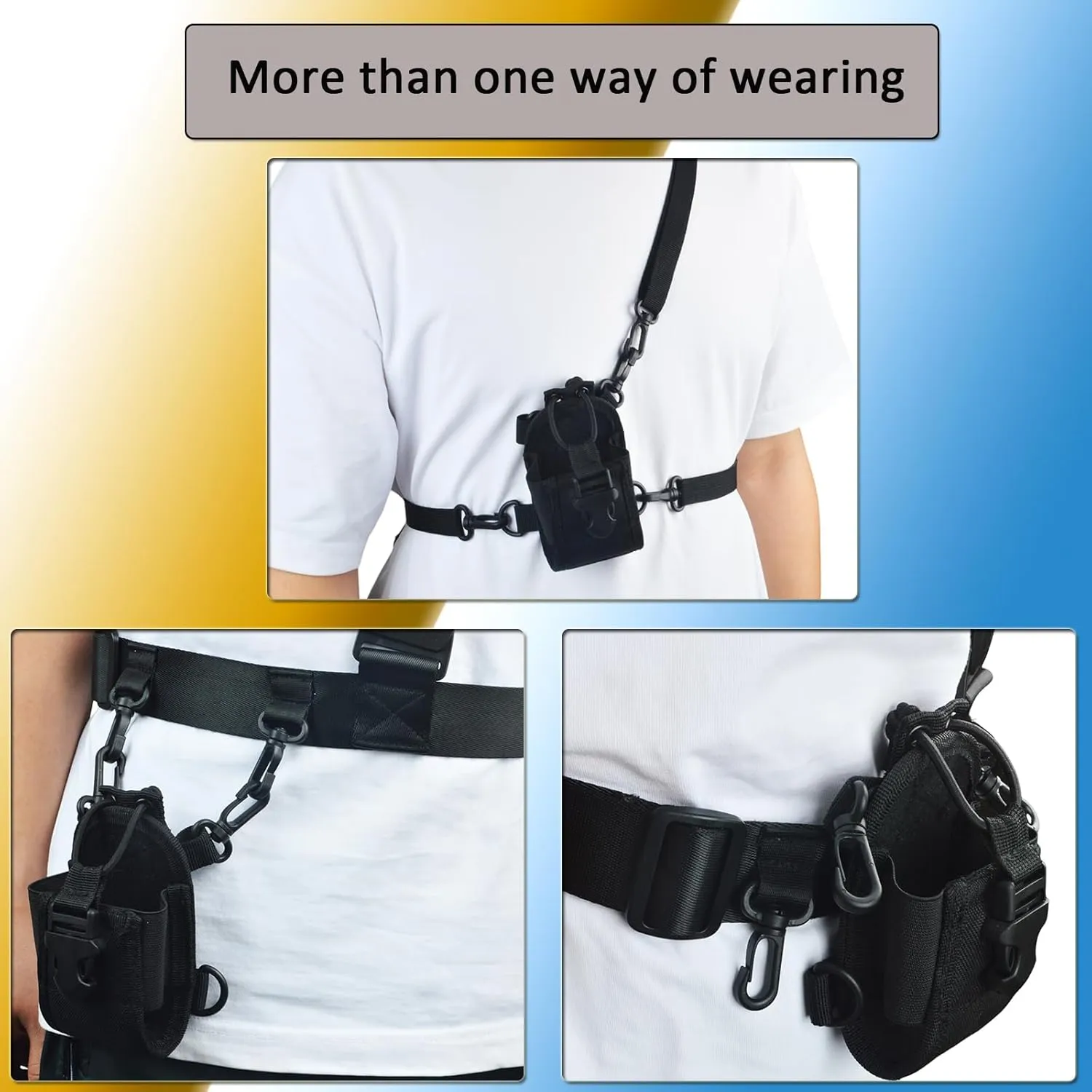 HYS Amateur Radio HT/Two Way Radio Nylon Cases, Tactical Radio Pouch/Holster, Worn on a Belt/Shoulder Strap Radio Holster for Midland Walkie Talkie Motorola Talkabout/GP88/GP328/GP328PLUS Radio