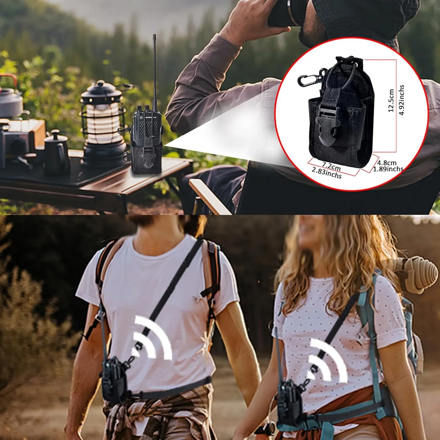 HYS Amateur Radio HT/Two Way Radio Nylon Cases, Tactical Radio Pouch/Holster, Worn on a Belt/Shoulder Strap Radio Holster for Midland Walkie Talkie Motorola Talkabout/GP88/GP328/GP328PLUS Radio
