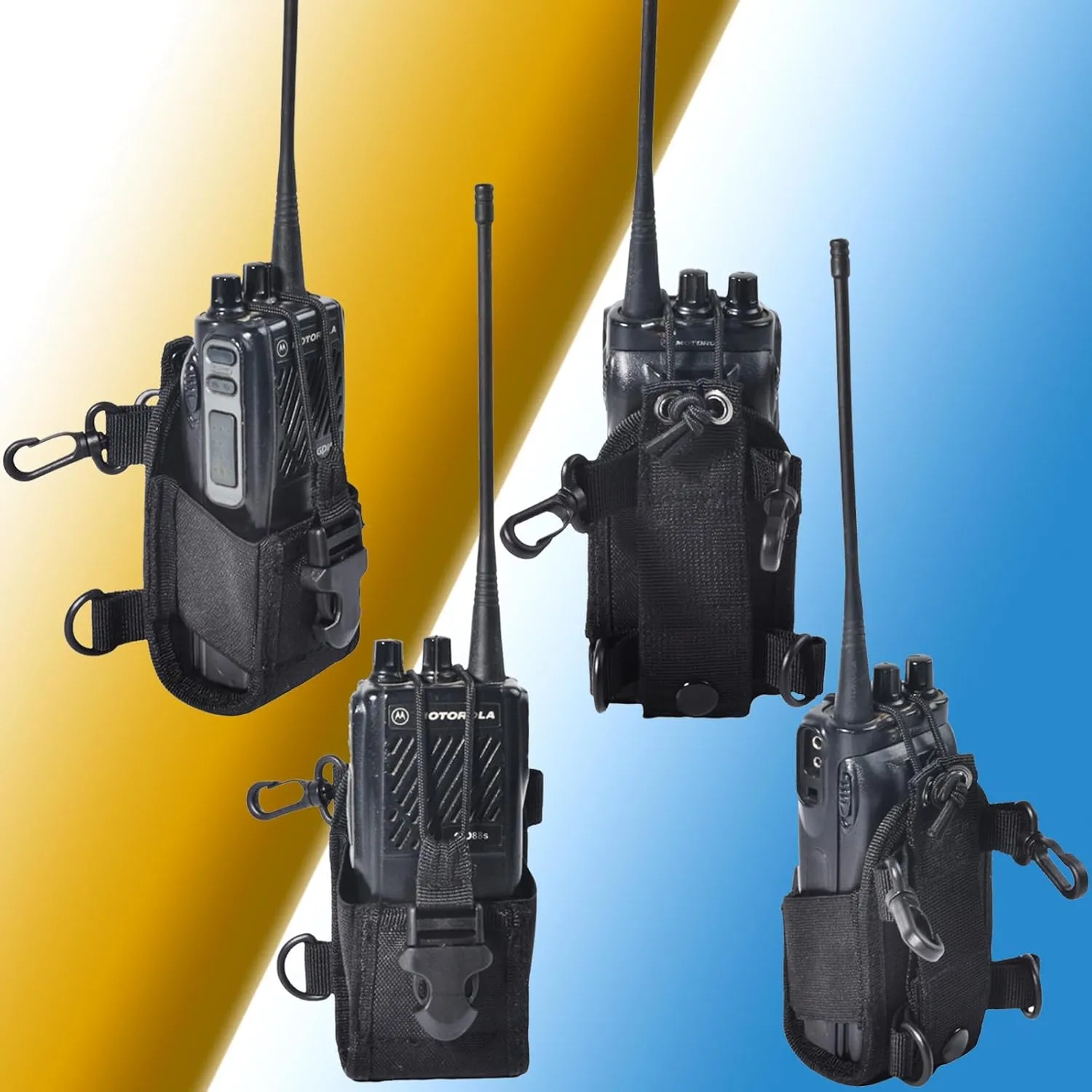 HYS Amateur Radio HT/Two Way Radio Nylon Cases, Tactical Radio Pouch/Holster, Worn on a Belt/Shoulder Strap Radio Holster for Midland Walkie Talkie Motorola Talkabout/GP88/GP328/GP328PLUS Radio