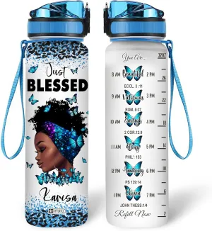 Hyturtle Personalized Christian Water Bottle - 32oz Motivational Faith-Inspired Travel Bottle with Leak-Proof Lid & Time Marker - Custom Name Gift for Faithful Black Women - Birthday & Christmas Gift