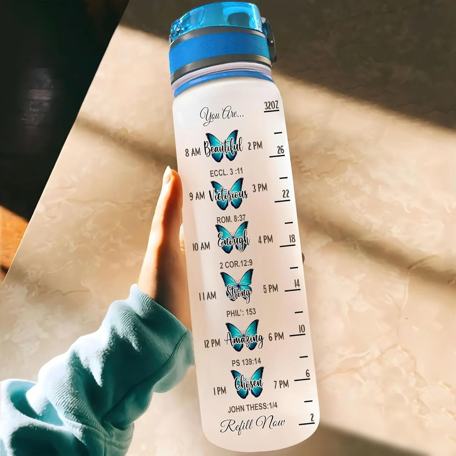 Hyturtle Personalized Christian Water Bottle - 32oz Motivational Faith-Inspired Travel Bottle with Leak-Proof Lid & Time Marker - Custom Name Gift for Faithful Black Women - Birthday & Christmas Gift