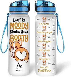 Hyturtle Personalized Corgi Water Bottle - 32oz Motivational Water Bottle with Leak-Proof Lid & Time Marker - Custom Name Gift for Corgi Lovers, Women, Girls, Pet Owners - Birthday & Christmas Gift