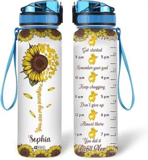 Hyturtle Personalized Corgi Water Bottle - 32oz Motivational Water Bottle with Leak-Proof Lid & Time Marker - Custom Name Gift for Sunflower & Corgi Lovers, Women, Pet Owners On Birthday Christmas