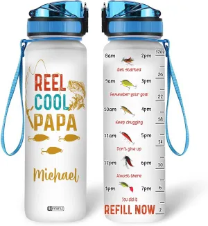Hyturtle Personalized Fishing Water Bottle - 32oz Motivational Water Bottle with Leak-Proof Lid & Time Marker, BPA-Free - Custom Name Gift for Men Fishing Lovers Fishermen - Birthday & Christmas Gift