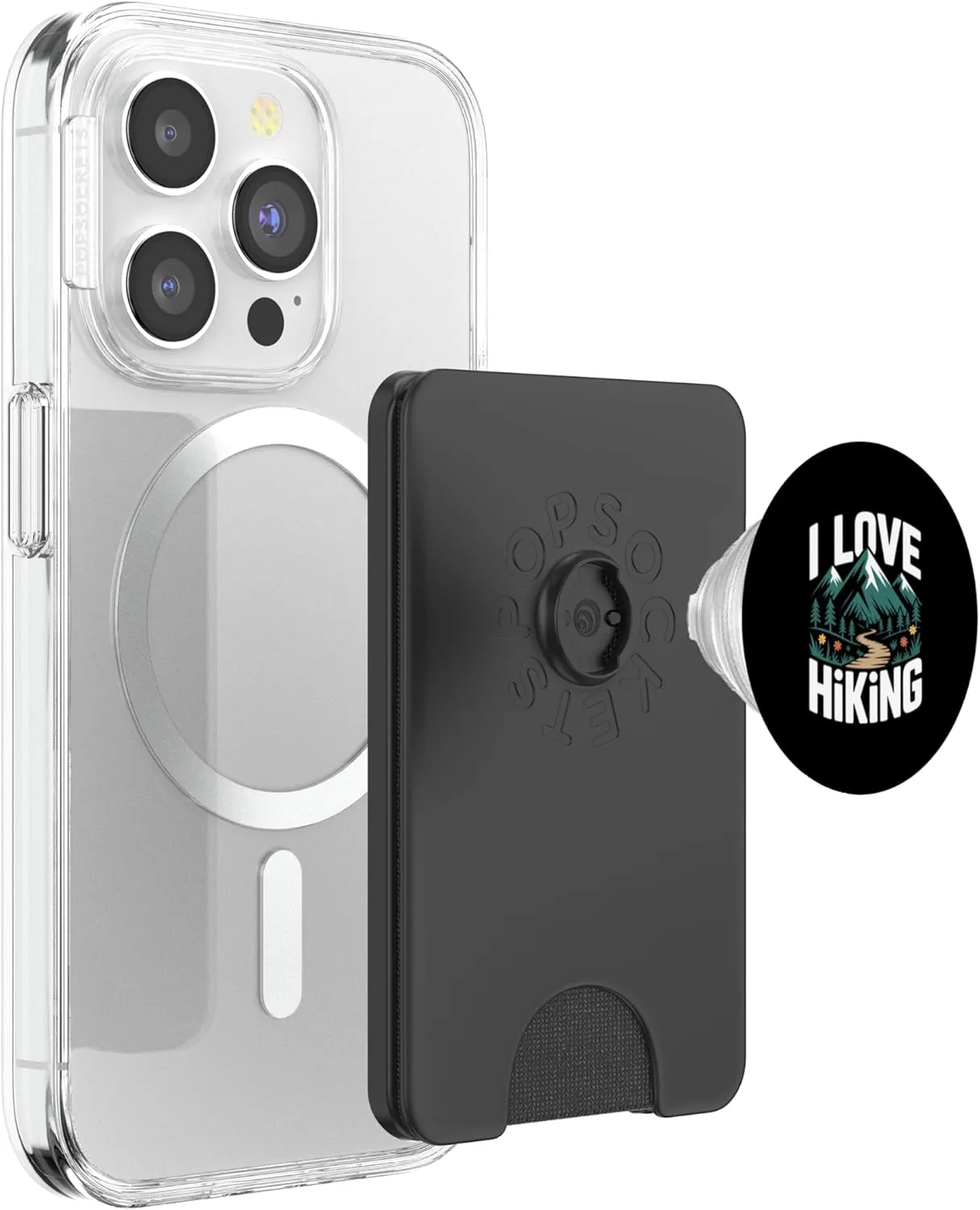 I Love Hiking Mountain Trail Forest PopSockets PopWallet for MagSafe