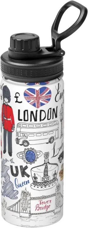 I Love London Sports Insulated Water Bottle - Premium 18 oz. Stainless Steel Hydration Bottle for Outdoor Enthusiasts
