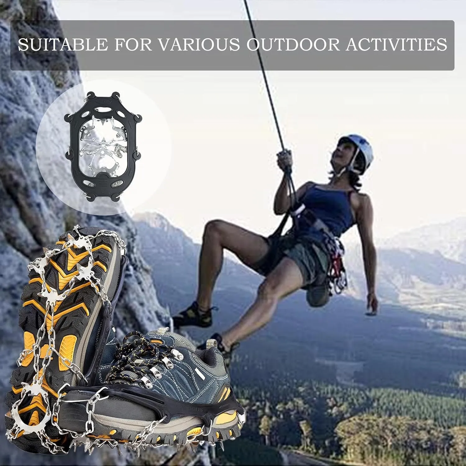 Ice and Snow Shoe Grips,Ice Shoe Grippers | Snow Boot Covers Shoe Nails Hiking Nails,Winter Outdoor Sports Supplies