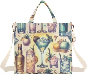 Ice Juicy Cocktails Corduroy Tote Bag for Women Hobo Crossbody Bag Purse Stylish Shoulder Handbag Messenger Bags, S