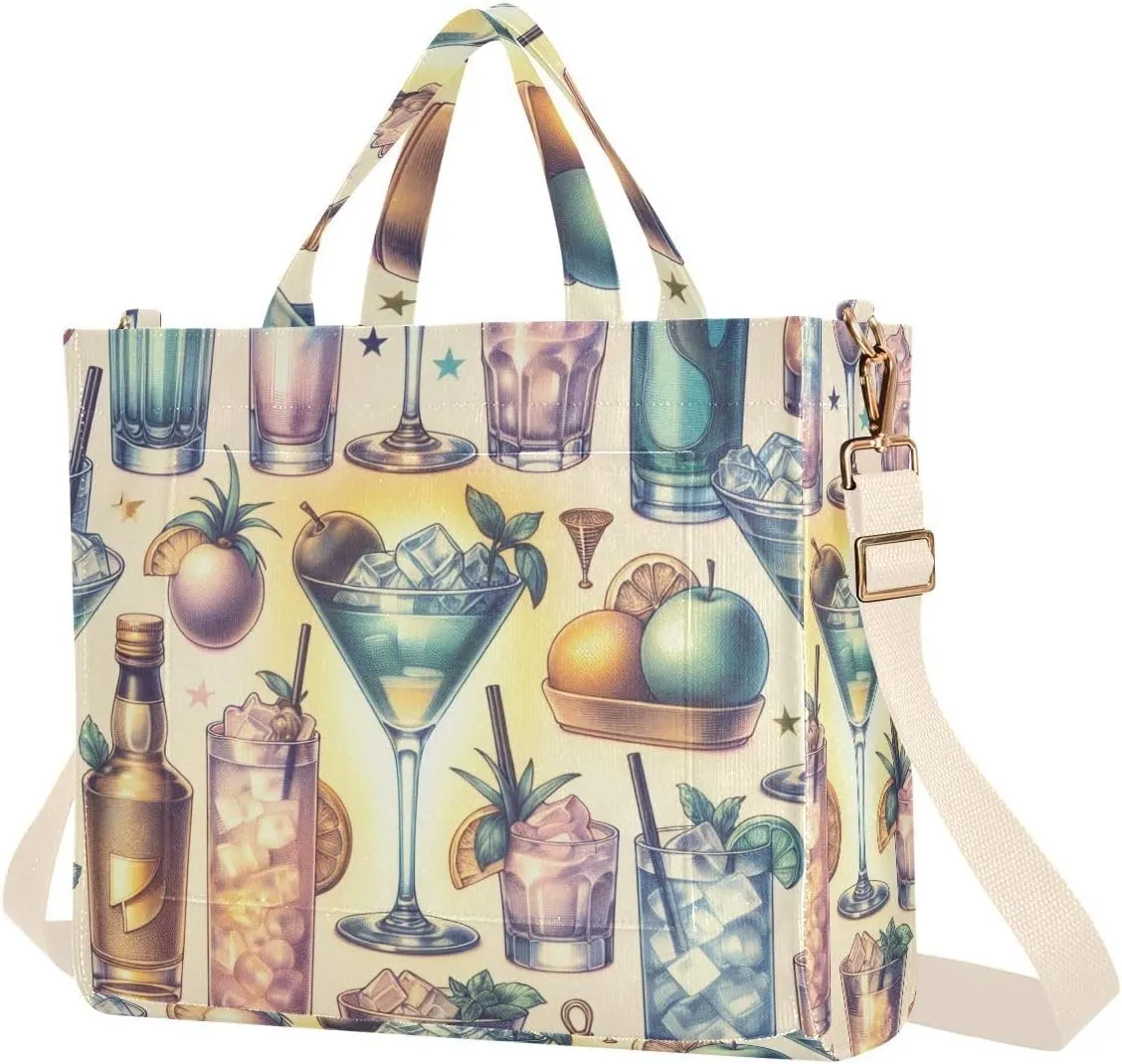 Ice Juicy Cocktails Corduroy Tote Bag for Women Hobo Crossbody Bag Purse Stylish Shoulder Handbag Messenger Bags, S