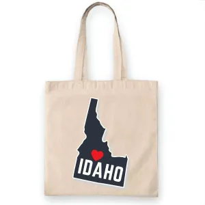 Idaho State Flag Map Gift for Local Residents and Visitors White Multicolor Canvas Tote Bag