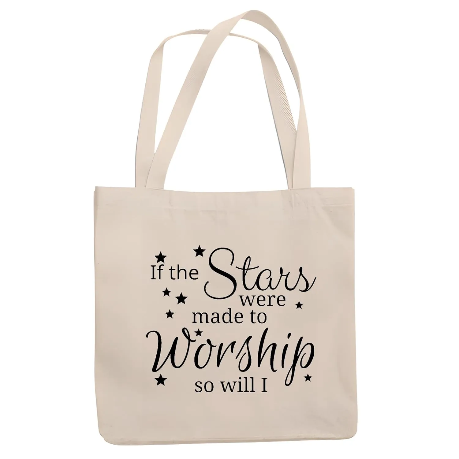 If the stars were made to Worship so will I Natural White Multicolor Canvas Tote Bag