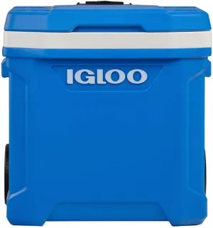 Igloos Latitude 60 Qt Roller Cooler, Assorted Colors – Portable Ice Chest with Resin and Foam Insulation, Smooth Wheels, Telescoping Handle, Leak-Resistant Drain Plug, All-Terrain