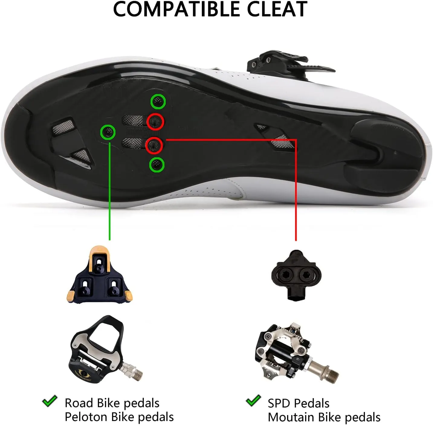 Indoor Cycling Shoes for Men Women Compatible with Peloton Bike Pre-Installed with Look Delta Cleats Outdoor Road Biking