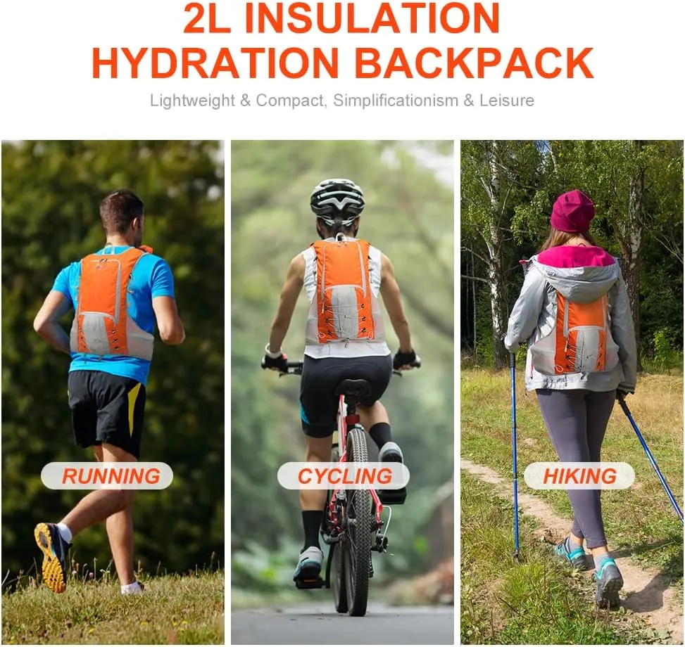 INOXTO Hydration Pack Backpack ，Water Backpack with 2L Leakproof Water Bladder, Running Hydration Vest for Man, Daypack for Cycling Motocross Climbing Trail Running