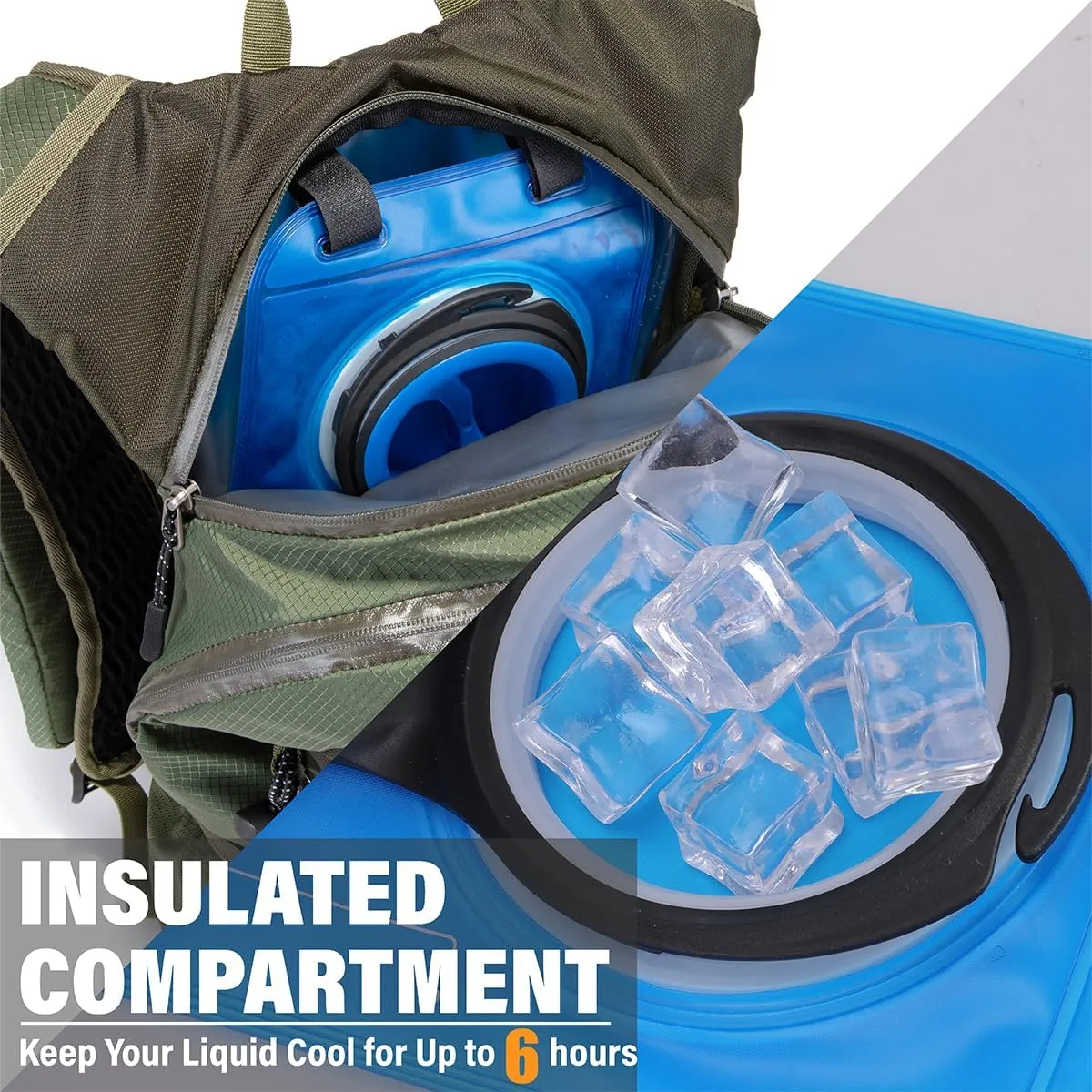Insulated Hydration Backpack Pack with 2L Water Bladder Lightweight 22L Hiking Backpack Bag for Women Men Daypack for Hiking Running Festival Camping Biking