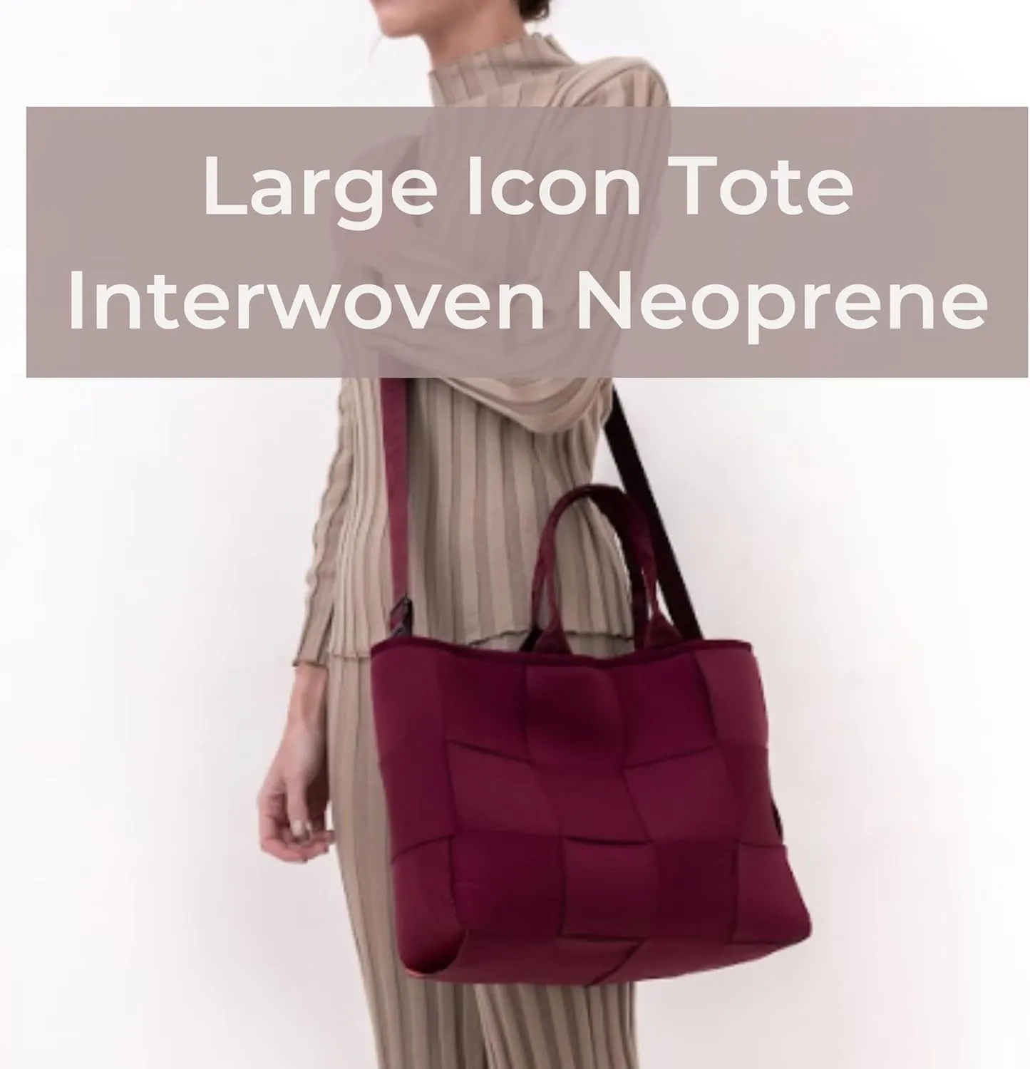 Interwoven Large Neoprene Foldable Tote Bag, Weekender Bag for Women - Travel Crossbody Purse