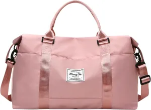 INVODA Travel Duffel Bag Sports Tote Gym Bag Shoulder Weekender Overnight Bag Carry on Travel Bag for Women (Pink)