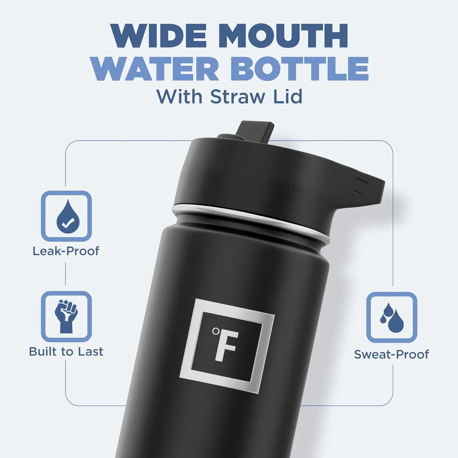 IRON °FLASK Camping & Hiking Hydration Flask with 3 Lids - Stainless Steel, Double Walled & Vacuum Insulated Water Bottle - Leak Proof & BPA Free (Lavender, Straw - 22 oz)