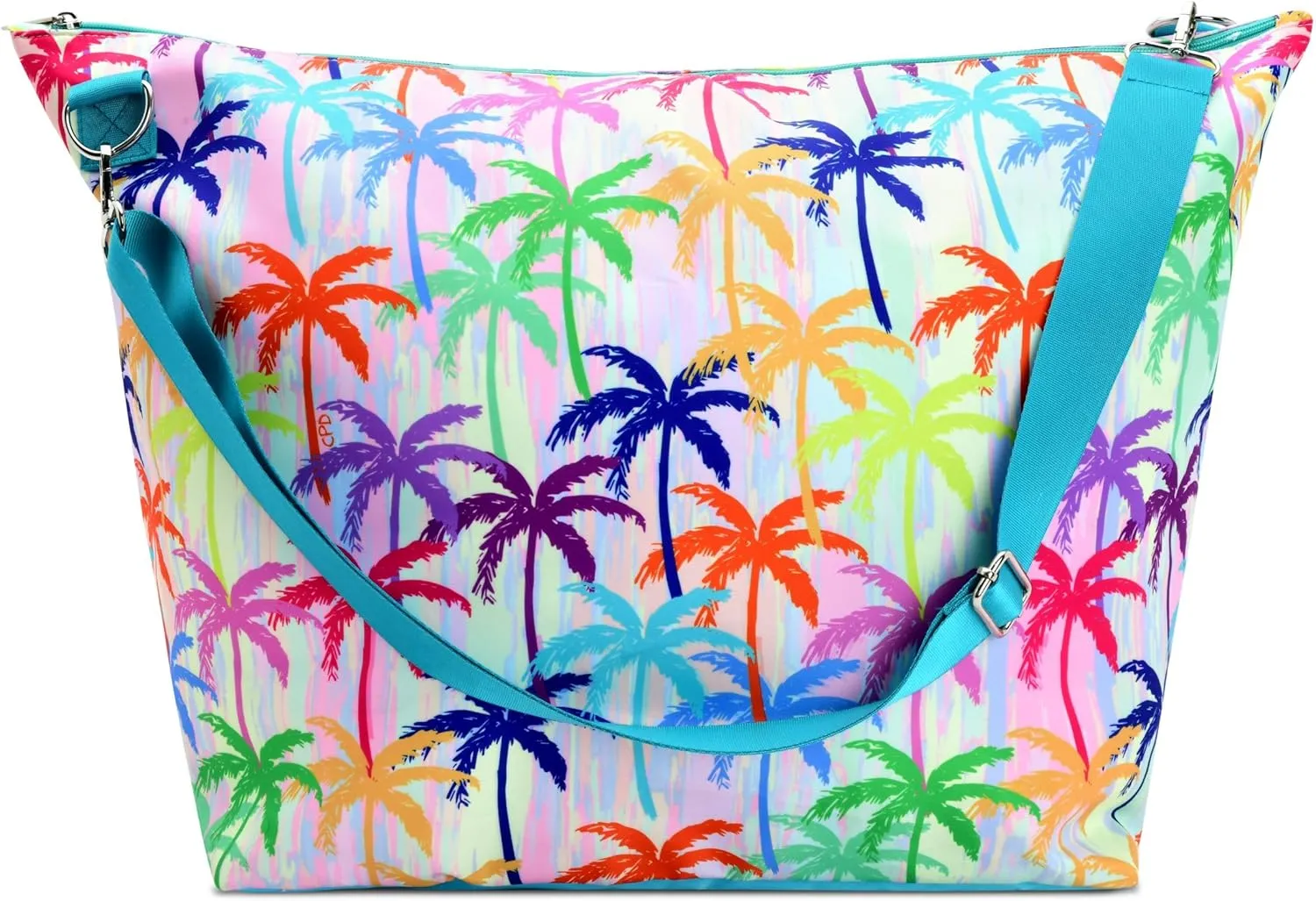 iscream   Corey Paige Designs 23.5" x 16" Weekender Travel Tote Bag with Vibrant Nylon Exterior and Adjustable Strap - Palm Trees