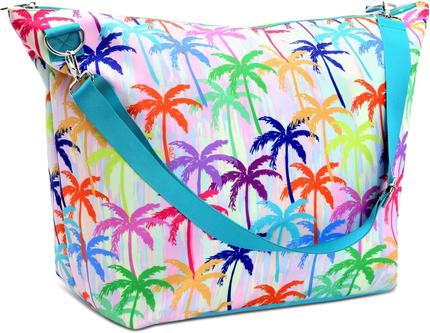 iscream   Corey Paige Designs 23.5" x 16" Weekender Travel Tote Bag with Vibrant Nylon Exterior and Adjustable Strap - Palm Trees