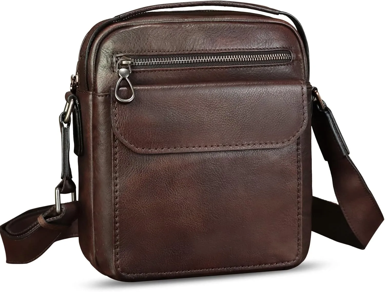 IVTG Genuine Leather Purse and Shoulder Bag for Men Fashion Leather Messenger Bag Handbag Crossbody Satchel Purses Strap