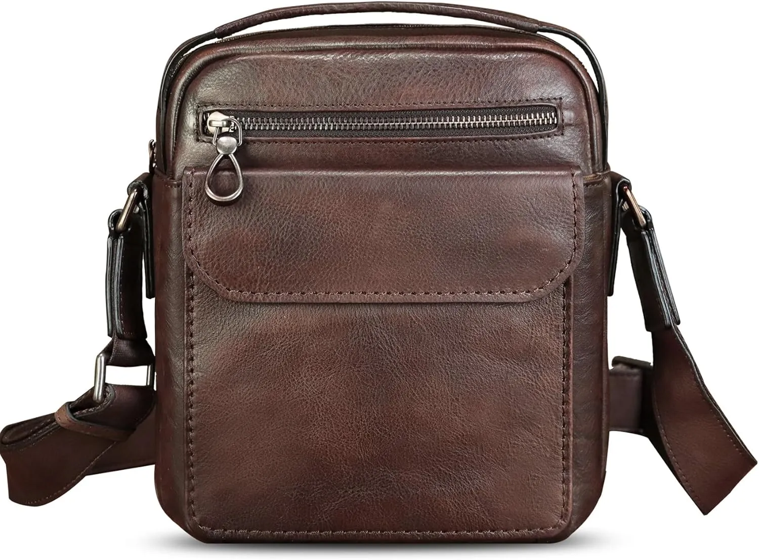 IVTG Genuine Leather Purse and Shoulder Bag for Men Fashion Leather Messenger Bag Handbag Crossbody Satchel Purses Strap