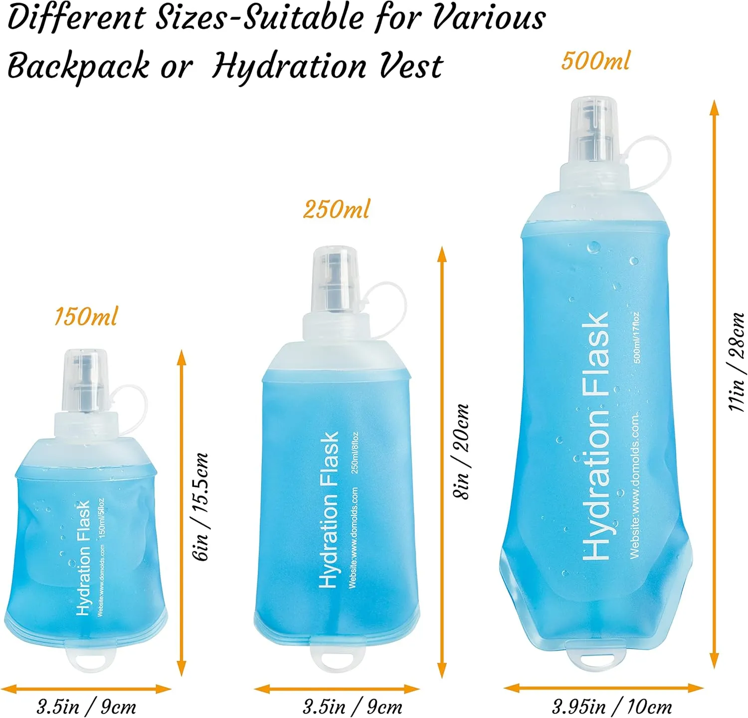 J.CARP 2Pcs 250ml Soft Flask Running Water Bottles, TPU Foldable Running Hydration Flask for Hydration Pack Cycling Hiking Climbing Outdoors Motorbike