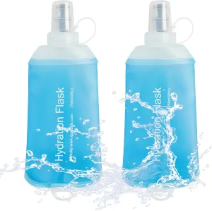 J.CARP 2Pcs 250ml Soft Flask Running Water Bottles, TPU Foldable Running Hydration Flask for Hydration Pack Cycling Hiking Climbing Outdoors Motorbike