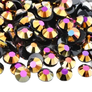 Jelly Rose Gold AB Round Flat Back Rhinestones