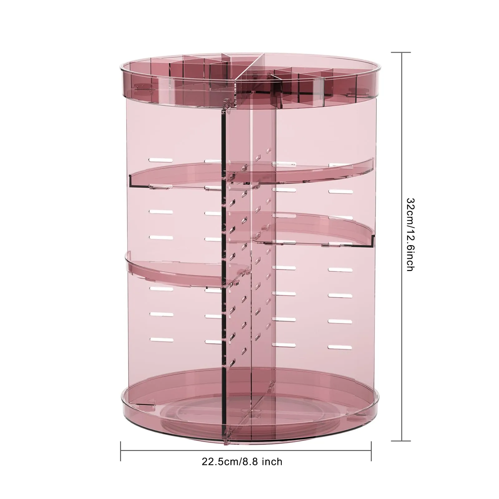 Jiavarry 360 Rotating Makeup Organizer with Lipstick Slots, 8 Adjustable Layers Spinning Skincare Organizers, Large Capacity Desk Storage, Carousel Cosmetic Shelf for Vanity Bathroom Countertop