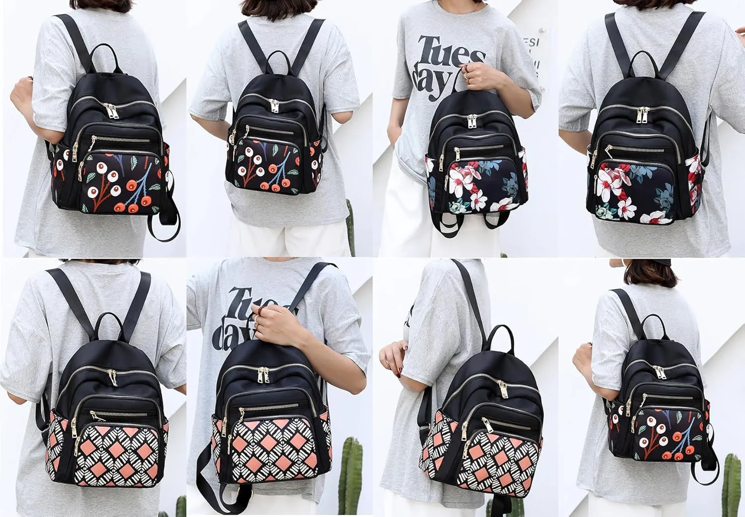 JiaYou Women Girls Leisure Backpack Floral pattern Daypack lightweight casual cosmetic Bag(Color B,16 Liters)