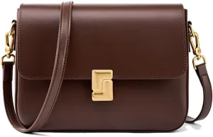 JIUFENG Genuine Leather Purse Shoulder Bag for Women,Womens Crossbody Clutch Handbag with Buckle Closure and Adjustable Strap