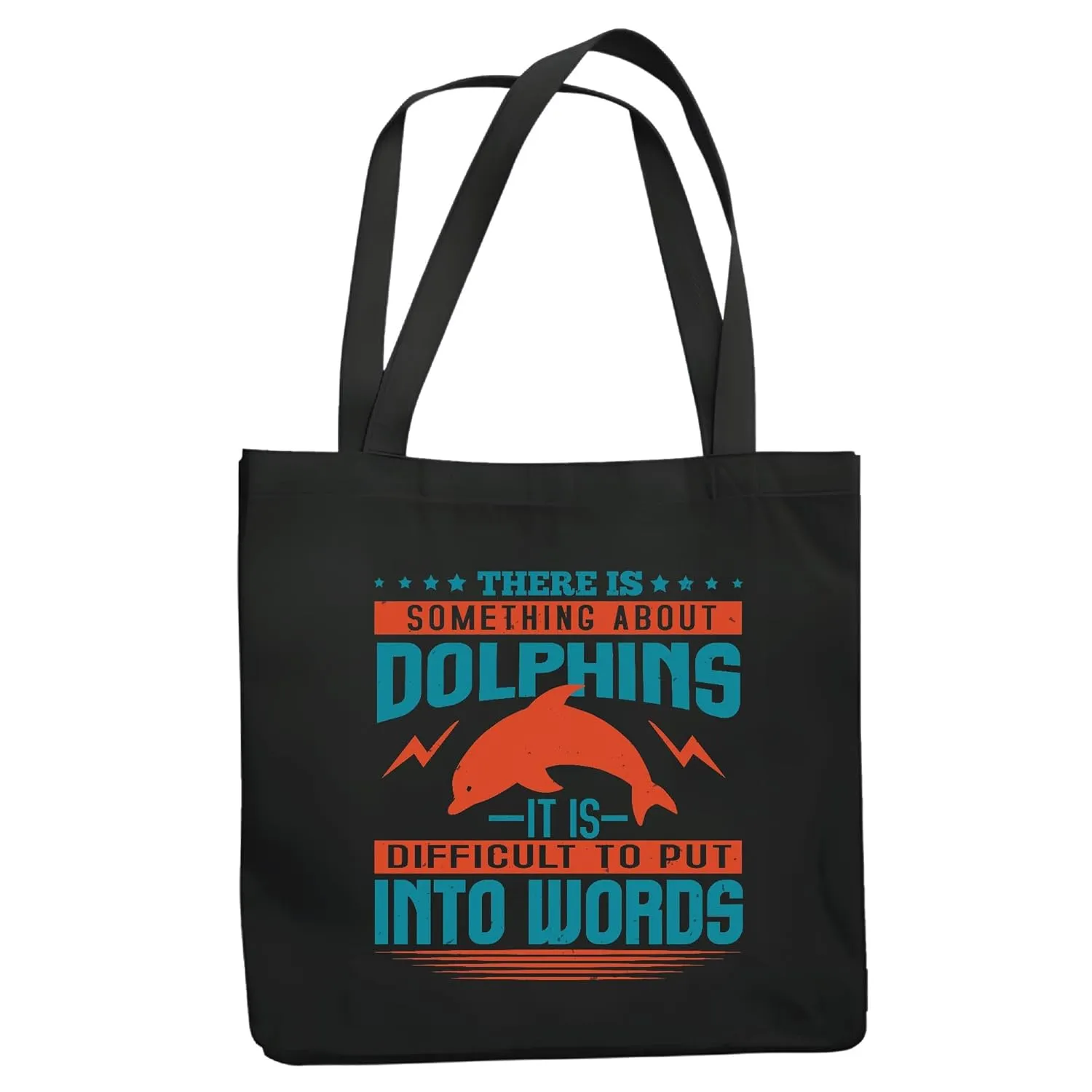 Joyful Gift Ideas for Dolphin Lovers Uplifting Quotes About Dolphins Giftware Ideas Navy Black Multicolor Canvas Tote Bag