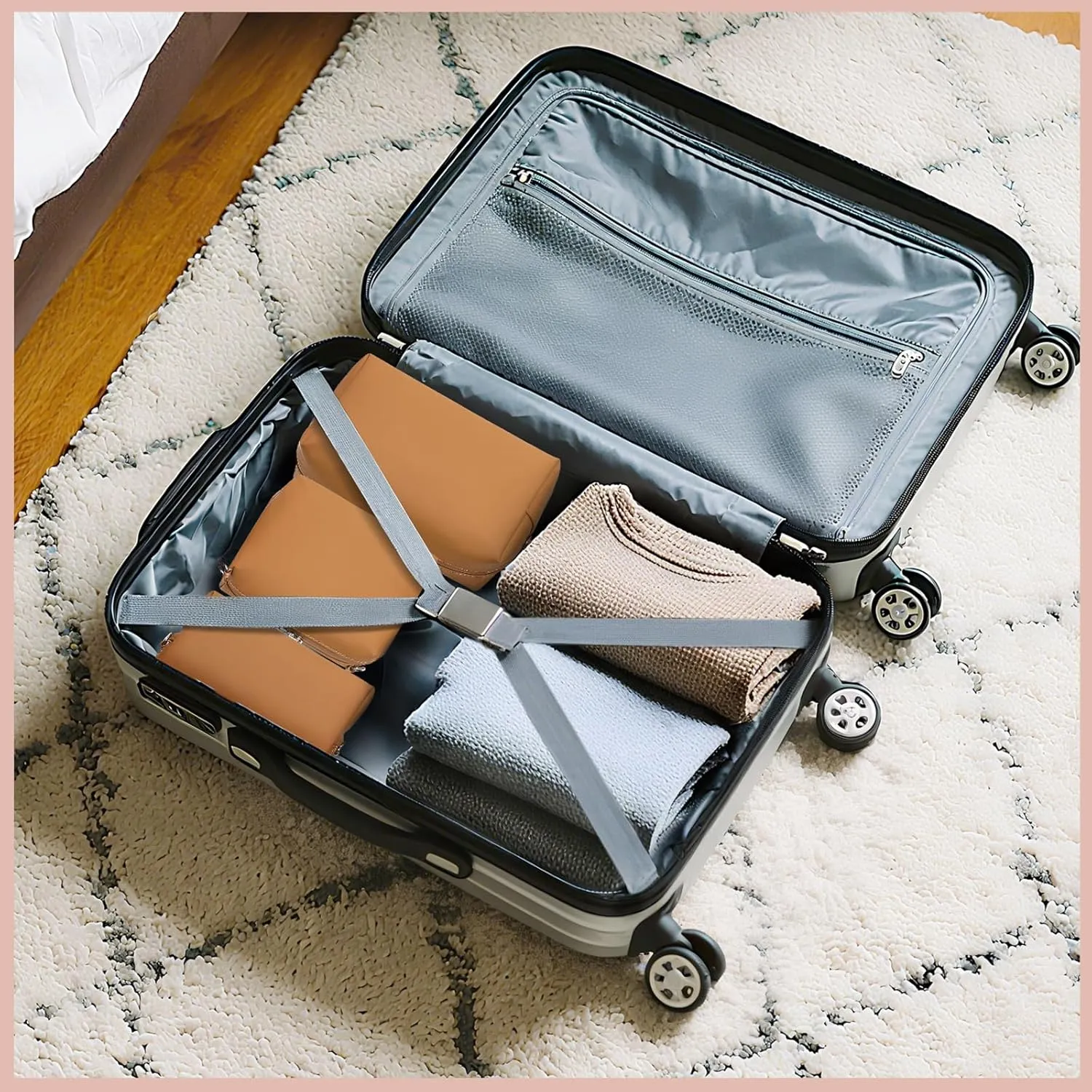 Joyway Travel Makeup Bag,Large Capacity Cosmetic Bags for Women,Waterproof Portable Pouch Open Flat Toiletry Bag Make up Organizer with Divider and Handle can be fitted with suspenders(Brown)