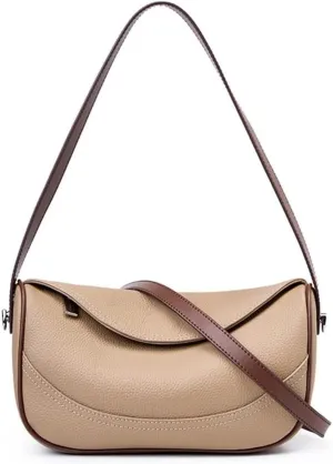 JSEIAJB Layer Leather Wide Strap Bag Female Leather Everything Sigle Shoulder Armpit Crossbody Bag