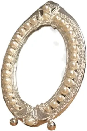 JSEIAJB Pearl Silver Mirrors Desktop Dressing Mirrors Makeup Mirrors European Table Mirrors Wedding Table Cabinet Mirrors