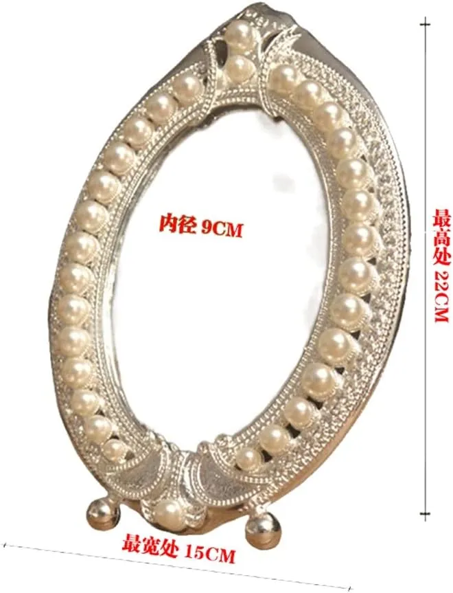 JSEIAJB Pearl Silver Mirrors Desktop Dressing Mirrors Makeup Mirrors European Table Mirrors Wedding Table Cabinet Mirrors