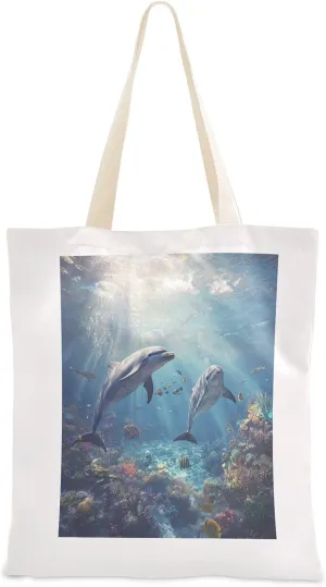 JSTEL Canvas Tote Bag for Women with Pocket,Canvas Tote Purse Shopping Bag