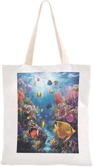 JSTEL Canvas Tote Bag for Women with Pocket,Canvas Tote Purse Shopping Bag