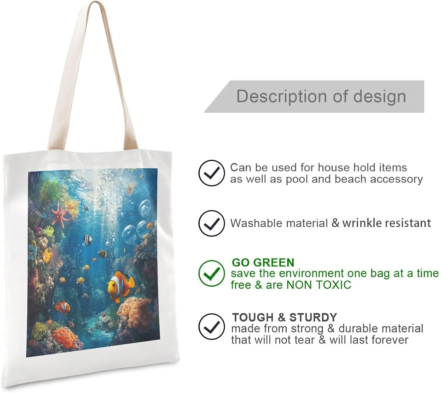 JSTEL Canvas Tote Bag for Women with Pocket,Canvas Tote Purse Shopping Bag
