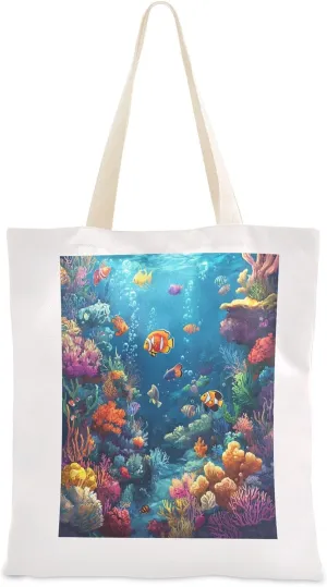 JSTEL Canvas Tote Bag for Women with Pocket,Canvas Tote Purse Shopping Bag