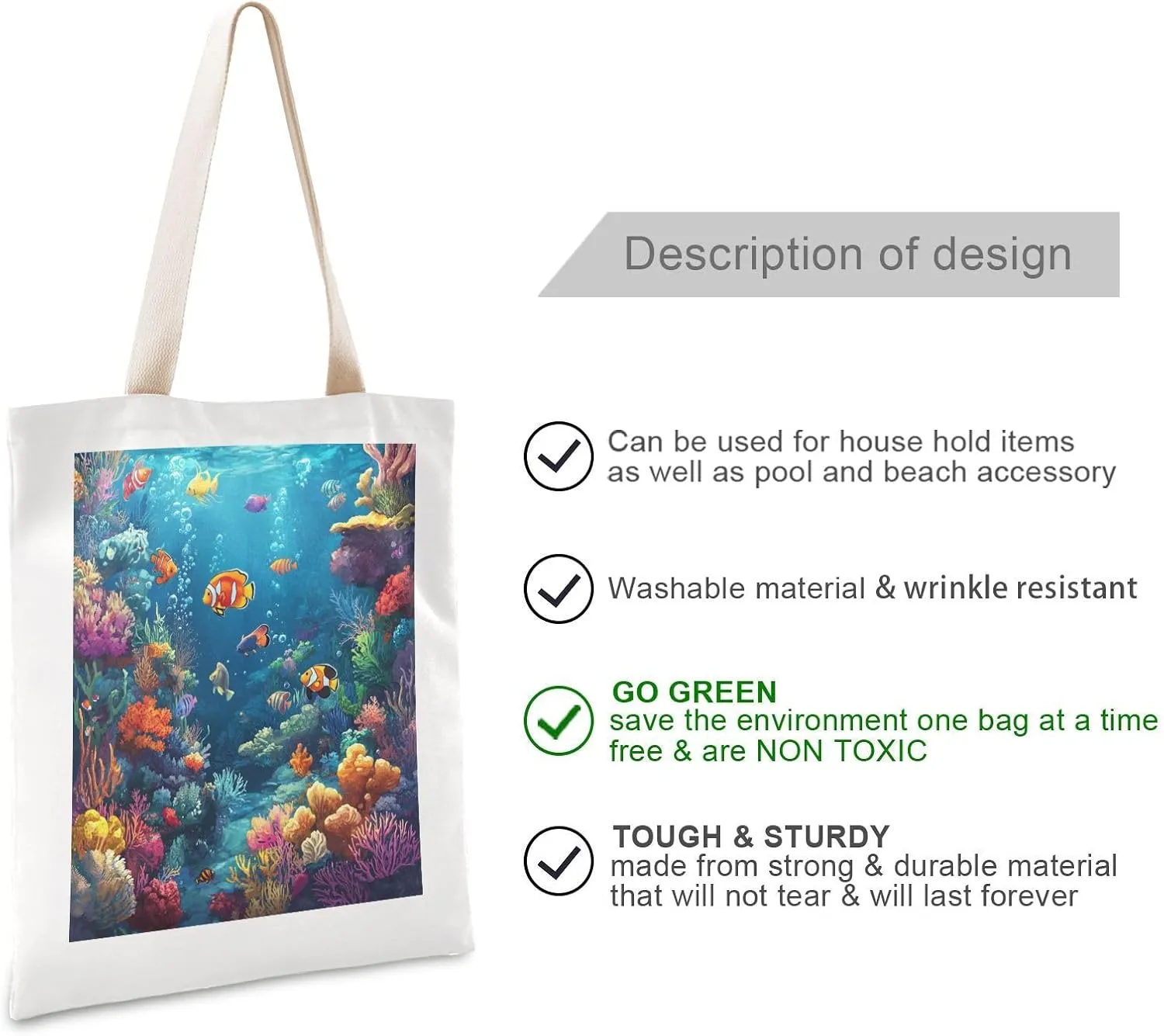 JSTEL Canvas Tote Bag for Women with Pocket,Canvas Tote Purse Shopping Bag