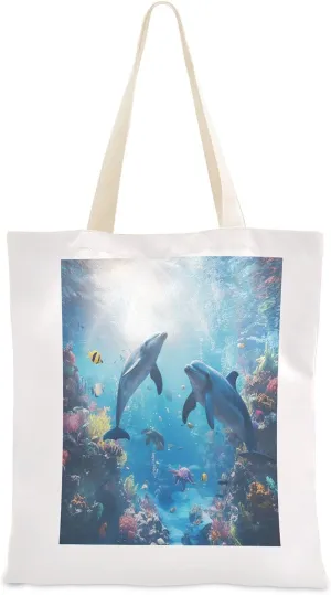 JSTEL Canvas Tote Bag for Women with Pocket,Canvas Tote Purse Shopping Bag