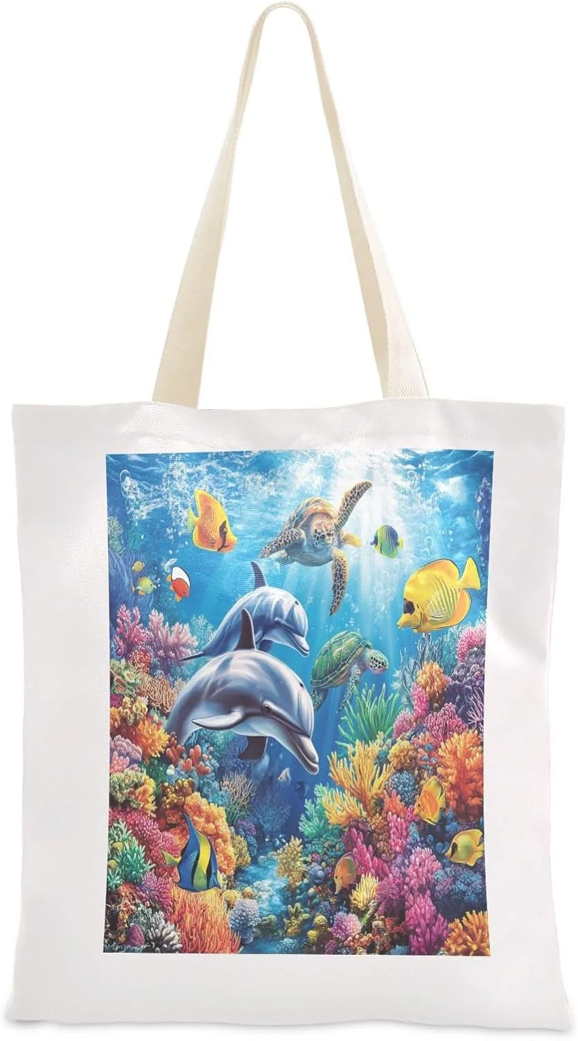 JSTEL Canvas Tote Bag for Women with Pocket,Canvas Tote Purse Shopping Bag